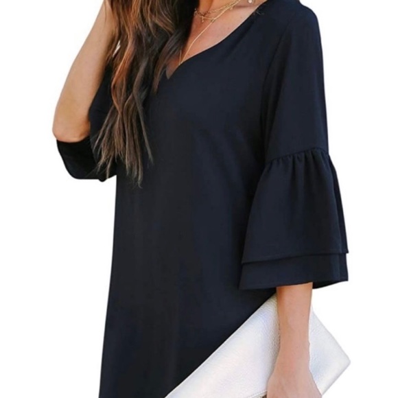 NEW Black Flowy Spring Wedding Formal Office Bohemian Cocktail Dress Medium - Picture 5 of 17